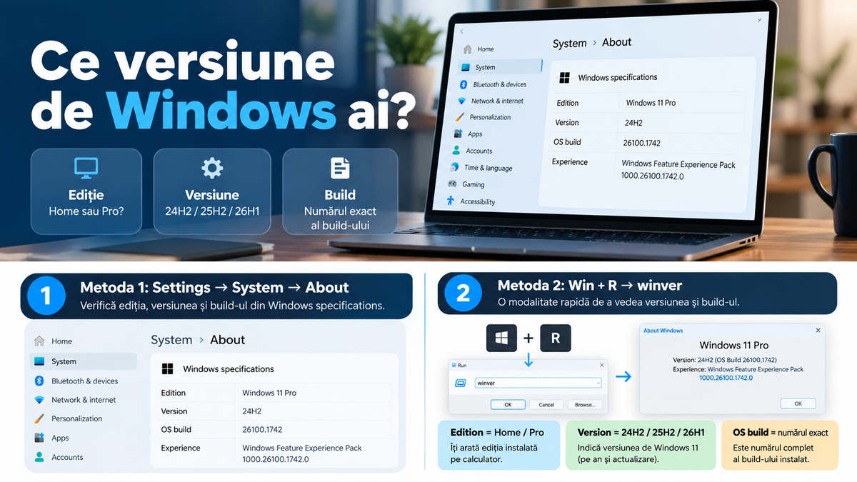 Cum afli ce versiune și ediție de Windows ai instalată