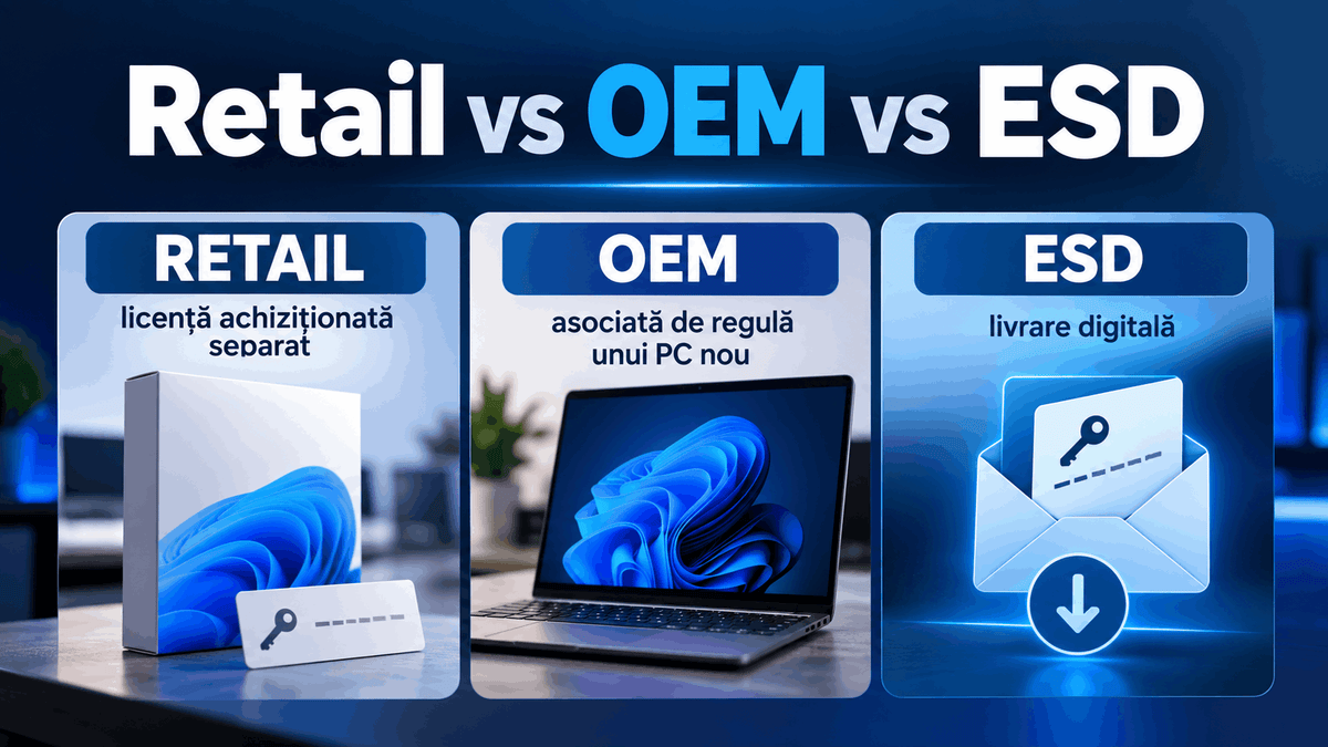 Licență Retail, OEM sau ESD: care este diferența?