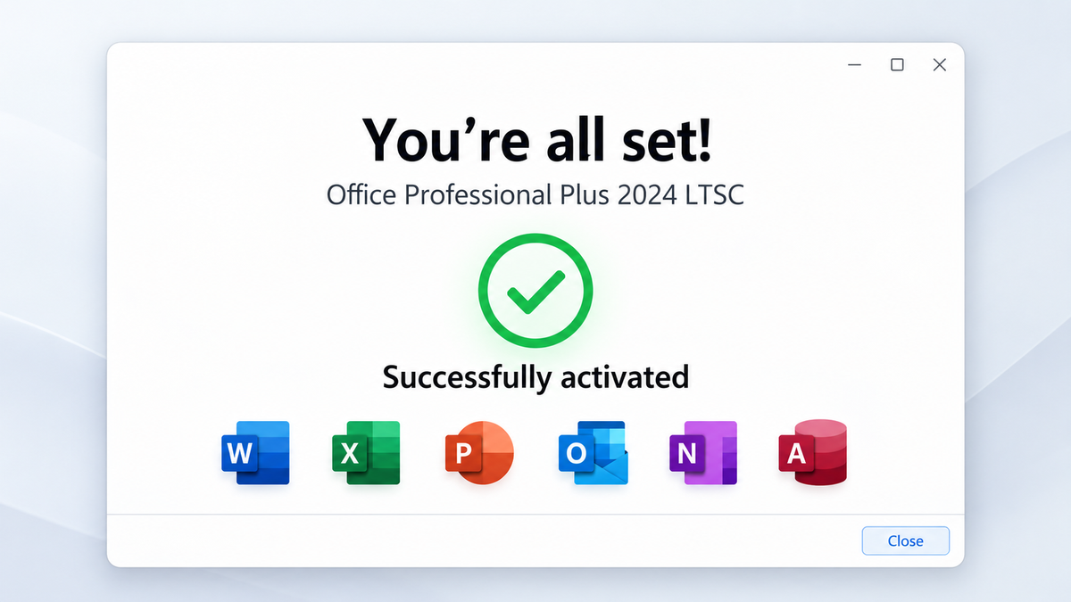Activare Office 2024 LTSC finalizată cu succes